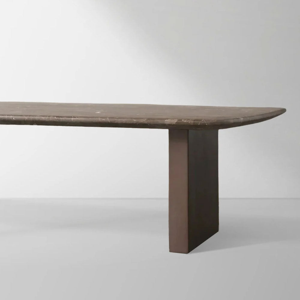 San Germani Espresso Stone Top Coffee Table 72" Center Tea Table with Clement Base