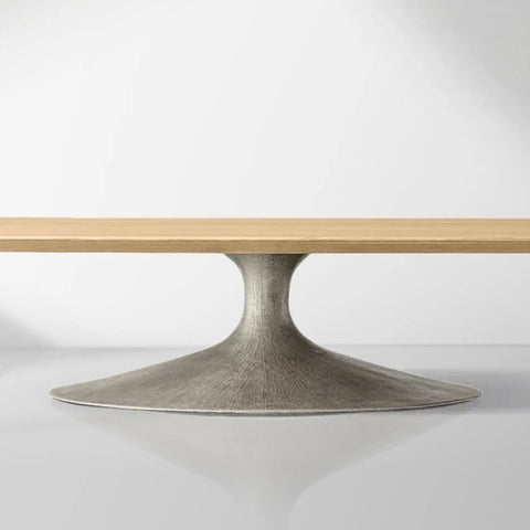 Aero Mid-Century Modern Wood Coffee Table with Cast Steel Base
