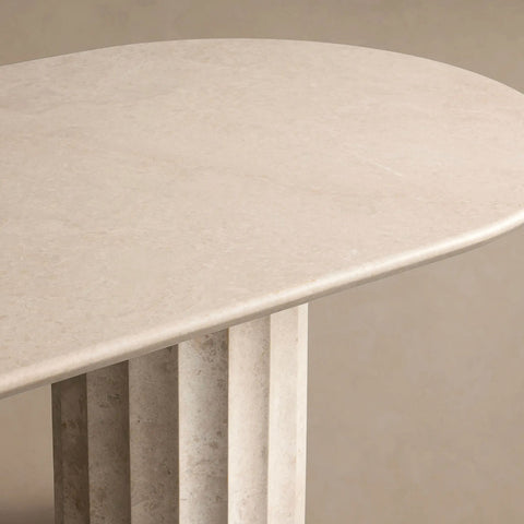Danae Stone Dining Table With Marble Pedestal Base