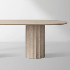 Danae Stone Dining Table With Marble Pedestal Base