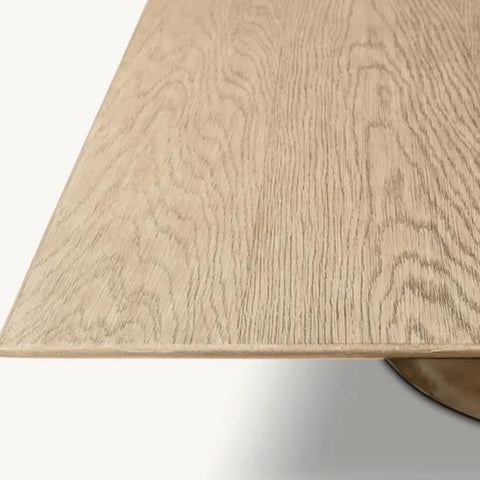 Aero Wood Rectangle Dining Table with Matte Steel Base