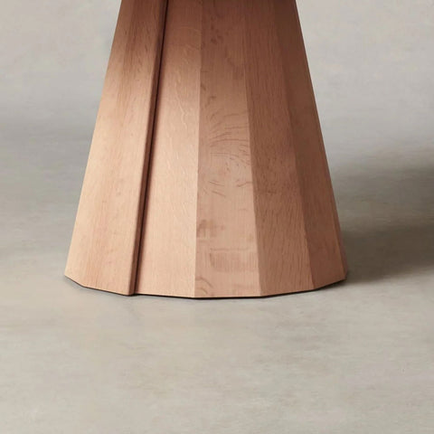 Brank Wood Round Dining Table With Faceted Cone Base
