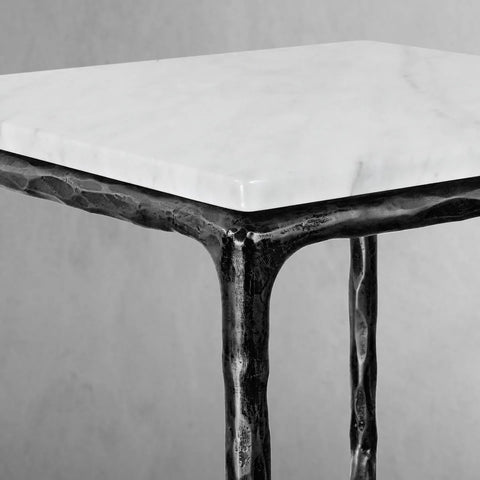 Thaddeus Black Square Side Table with Italian Marble Top