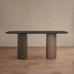 Saint Germain Rectangle Oak Top Dining Table with Wood Dauphine Base