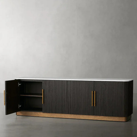 Finnley Sideboards Living Room Media Cabinets with Marble Top