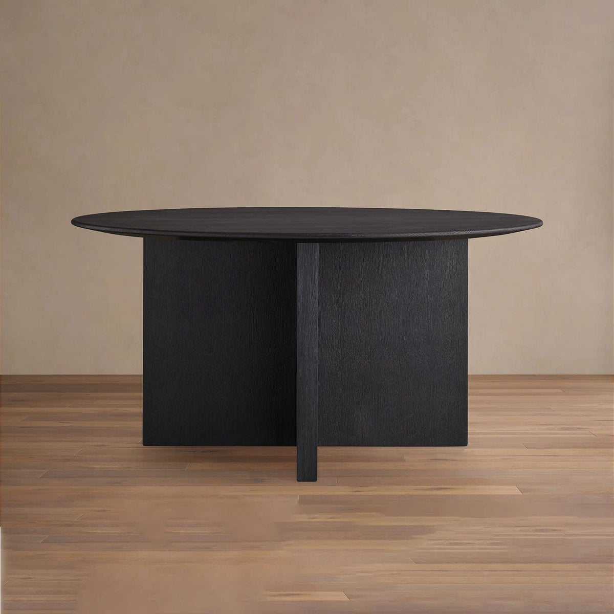 Saint Germain Round Oak Wood Dining Table with Clement Base