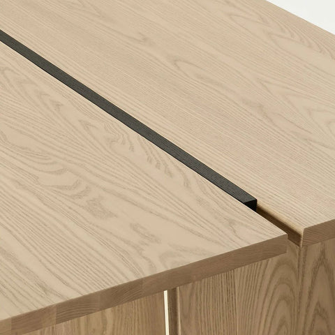 Carlisy Wood Rectangle Dining Table with Ash Wood Planks Top