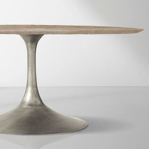 Aero Round Organic Stone Dining Table with Steel Base