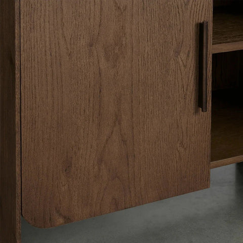 Felton Solid Oak Bookcase Cabinet With Removable Shelves