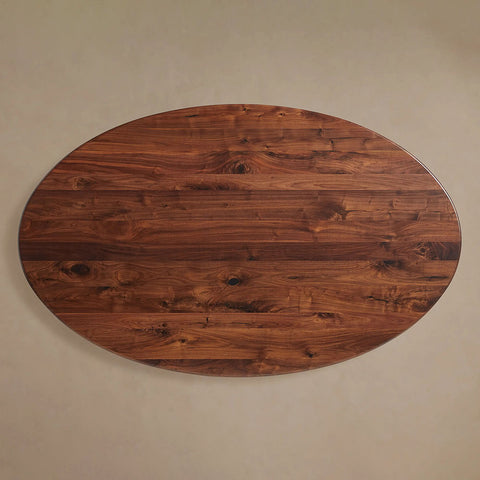 Jacob Wood Oval Dining Table with Vertex Solid Iron Base