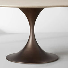 Saint Germain Round Stone Dining Table with Modern Steel Base