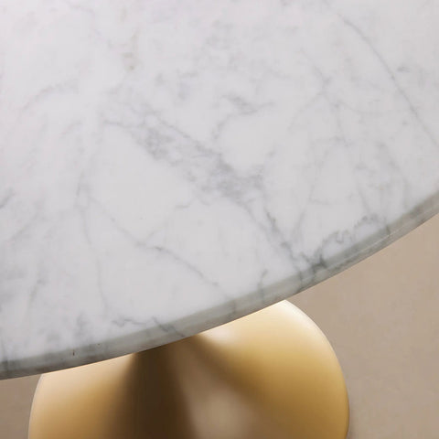 Saint Germain Tavern Small Dining Table Marble Top with Steel Base