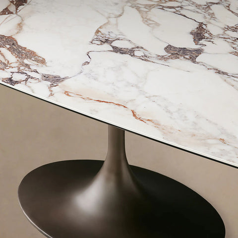 Vincenza Marble-Look Ceramic Dining Table with Steel Base