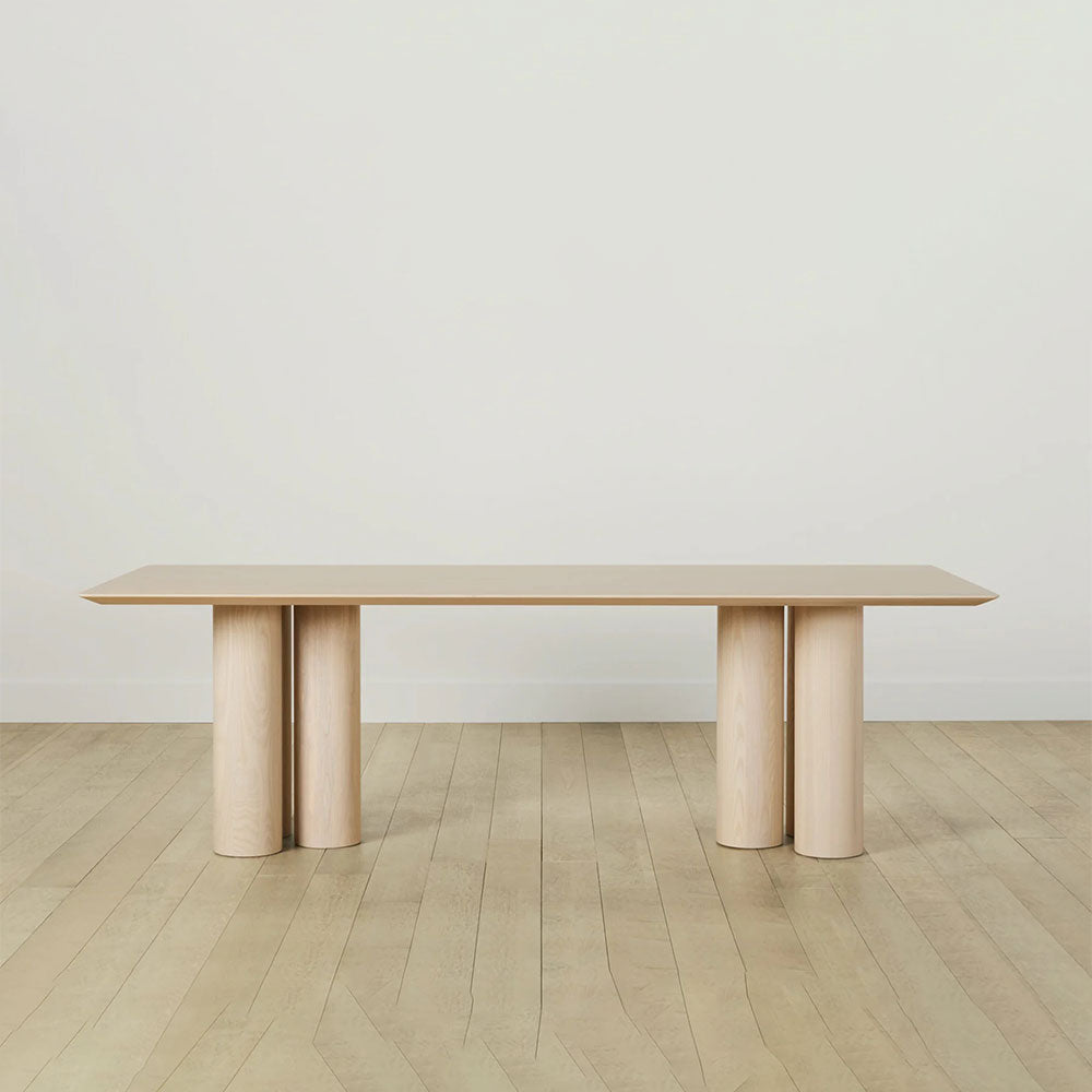 Rinde Solid Wood Ash Rectangle Dining Table with Sculptural Columnar Legs