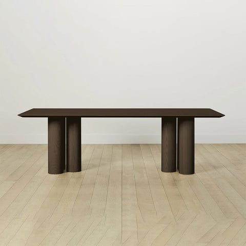 Rinde Solid Wood Ash Rectangle Dining Table with Sculptural Columnar Legs