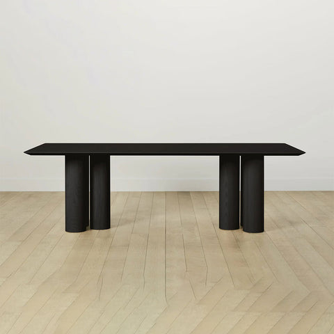 Rinde Solid Wood Ash Rectangle Dining Table with Sculptural Columnar Legs