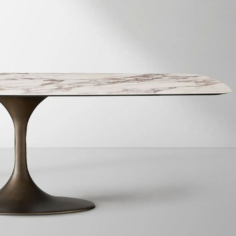 Vincenza Marble-Look Ceramic Dining Table with Steel Base