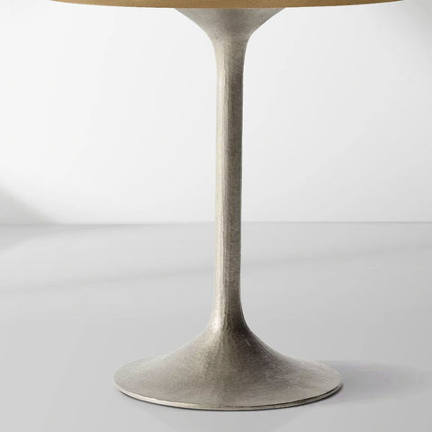 Aero Mid-Century Wood Round Side Table with Steel Base