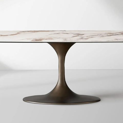 Vincenza Marble-Look Ceramic Dining Table with Steel Base